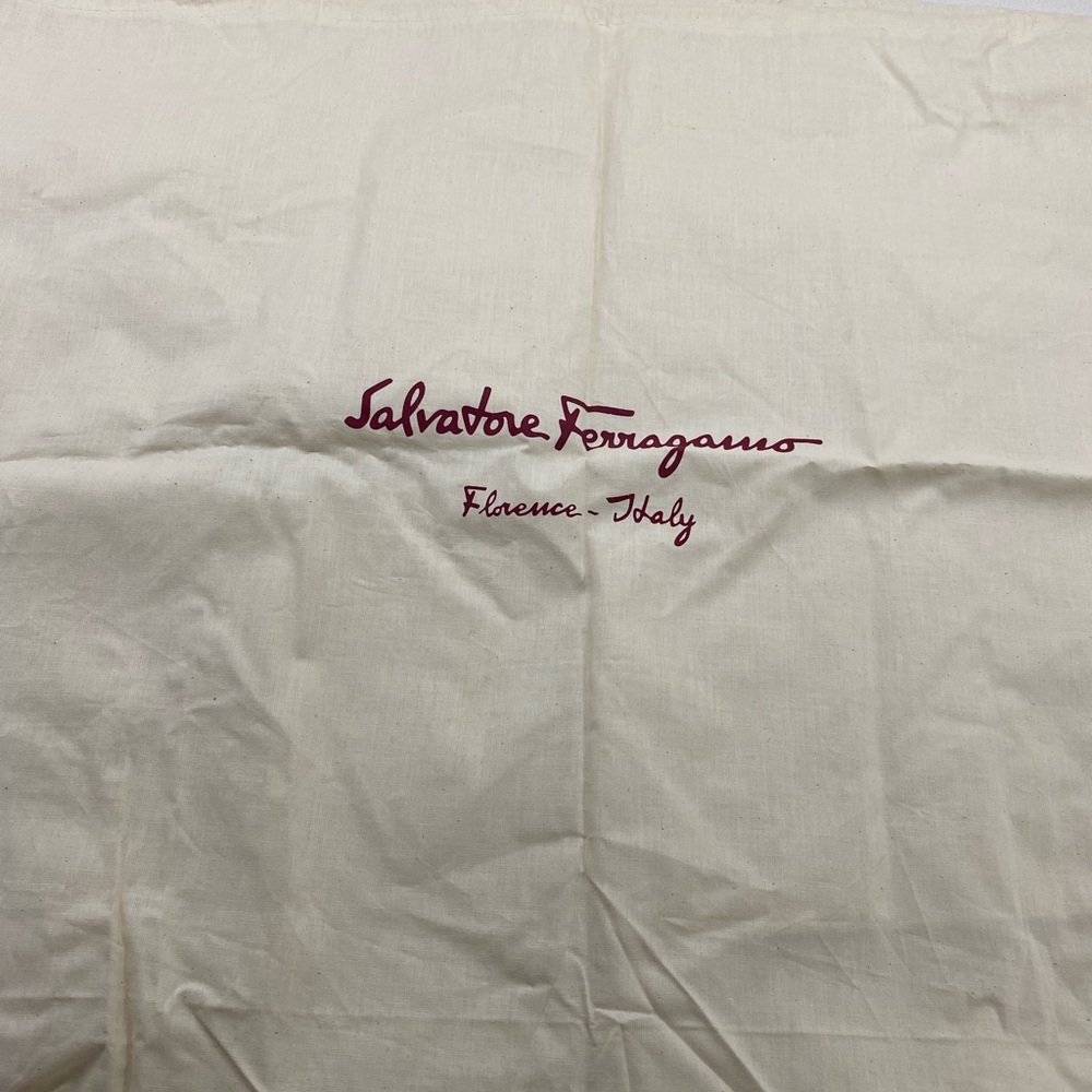 Salvatore Ferragamo Cream Dust Bag with Red Logo